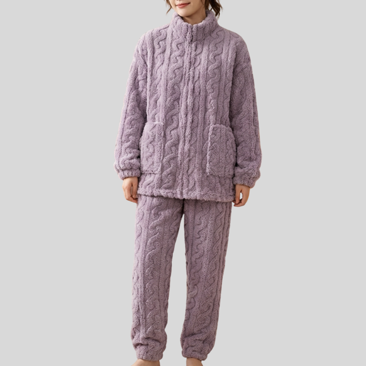 Zip-Front Fleece Pajama Set