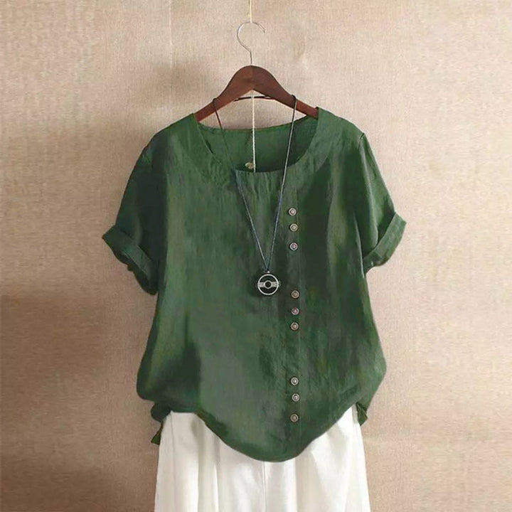 Retro Plus Size Casual Loose CottonAnd LinenShort Sleeves