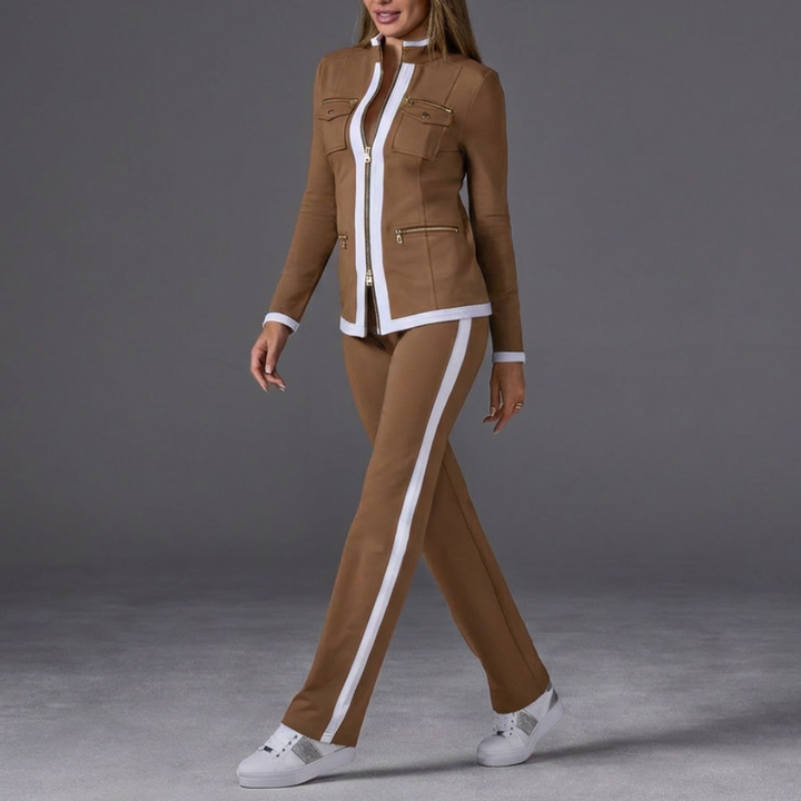 Zip-Front Jacket And Pants Set