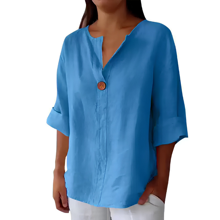 Women’s Cotton Linen V-Neck Long Sleeve