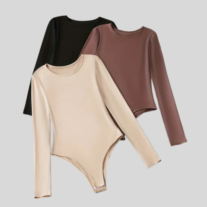 3-Pack Casual Long Sleeve Bodysuits for Women