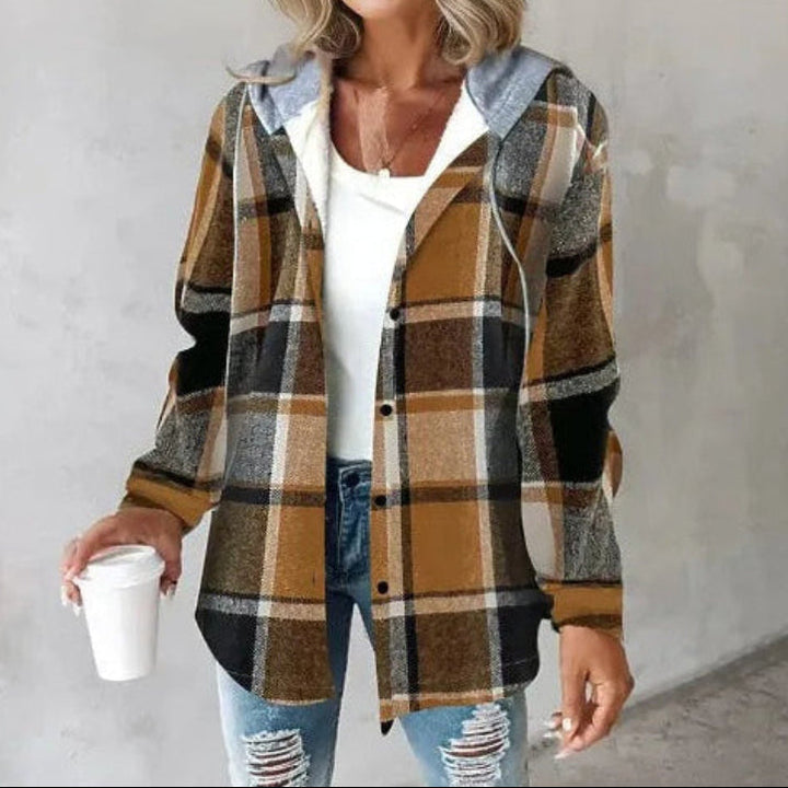Checked Hooded Jacket for Women