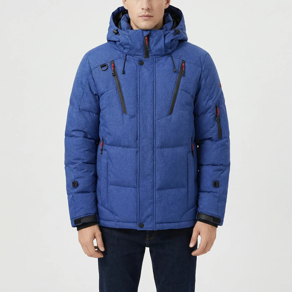 Quilted Hooded Down Jacket For Men