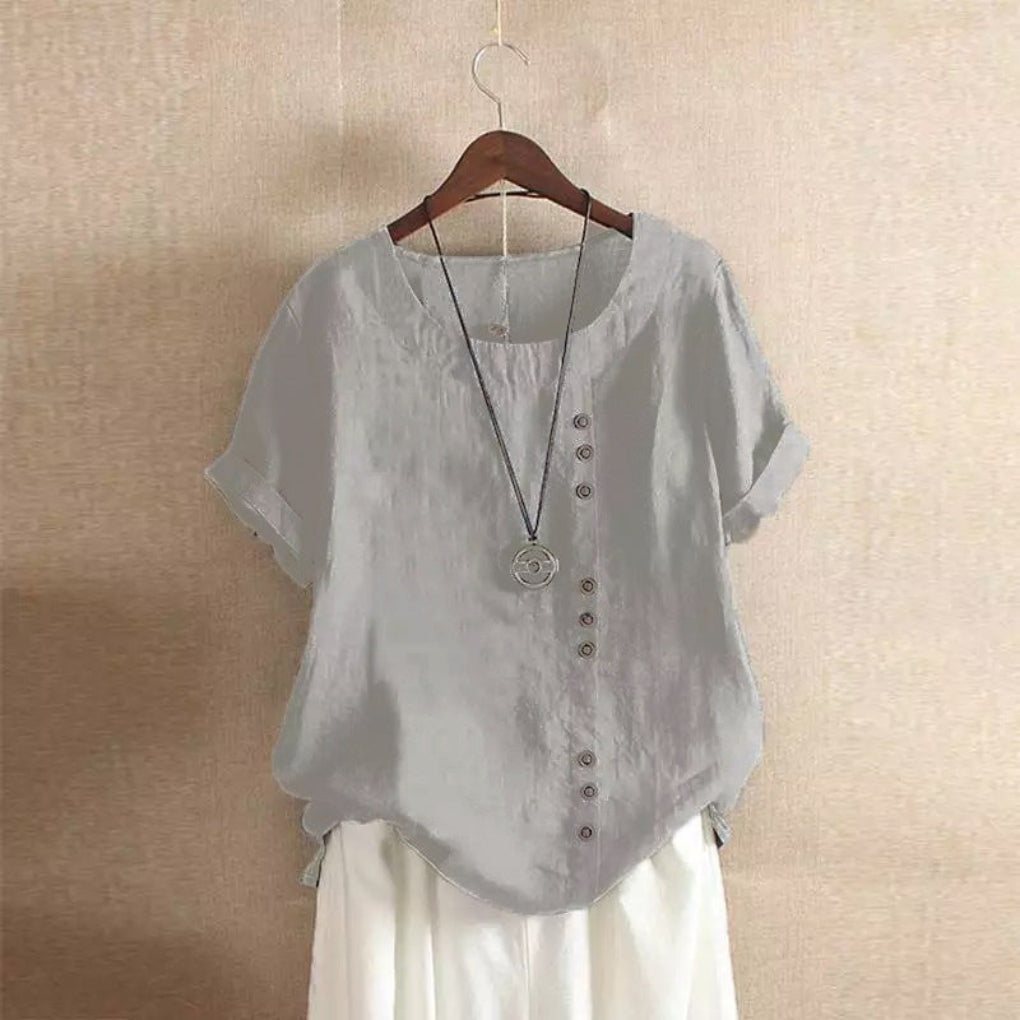 Retro Plus Size Casual Loose CottonAnd LinenShort Sleeves