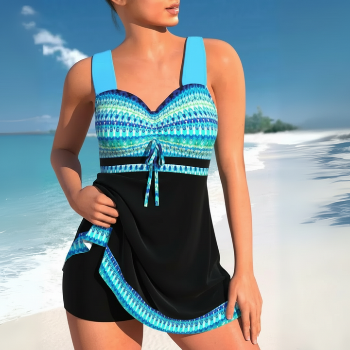 Aztec Print Ruched Swimsuit for Women