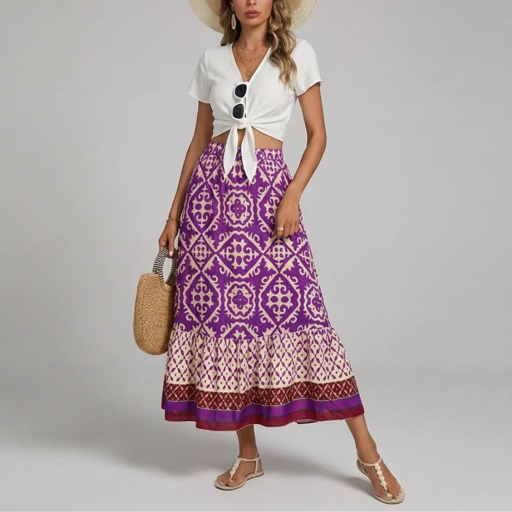 Elegant Long Floral Skirt for Women
