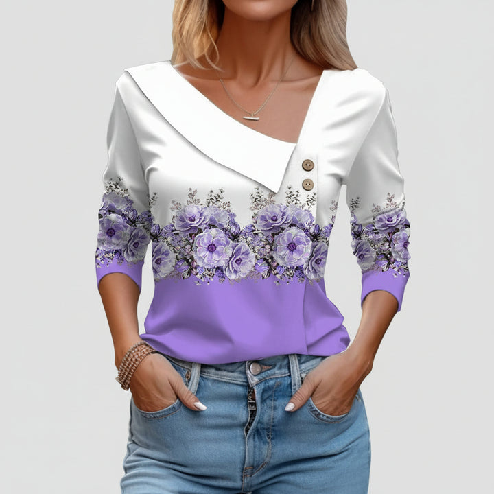 Stylish Long-Sleeve Floral Print Blouse