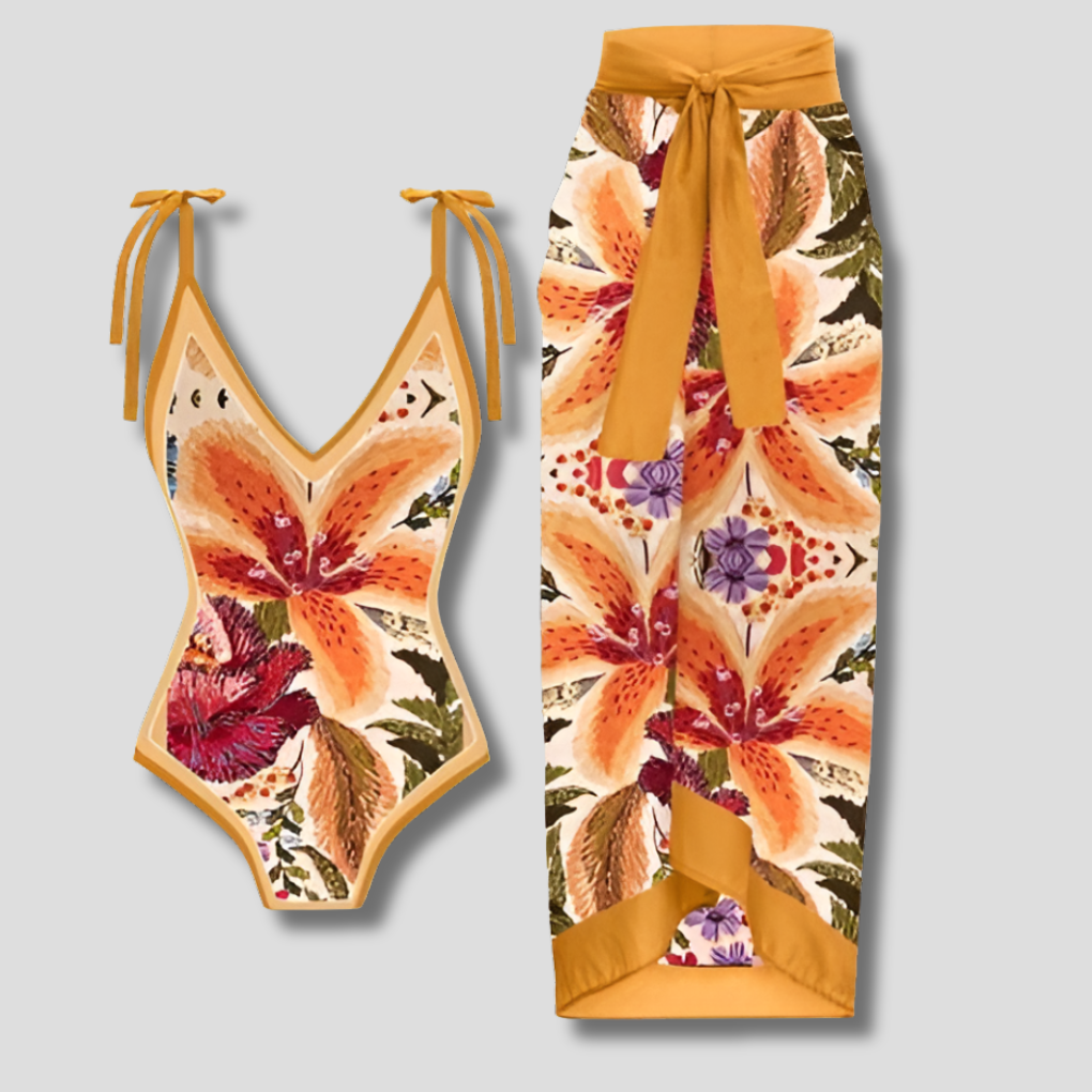 Vintage One-Piece Swimsuit for Women with Ruffles