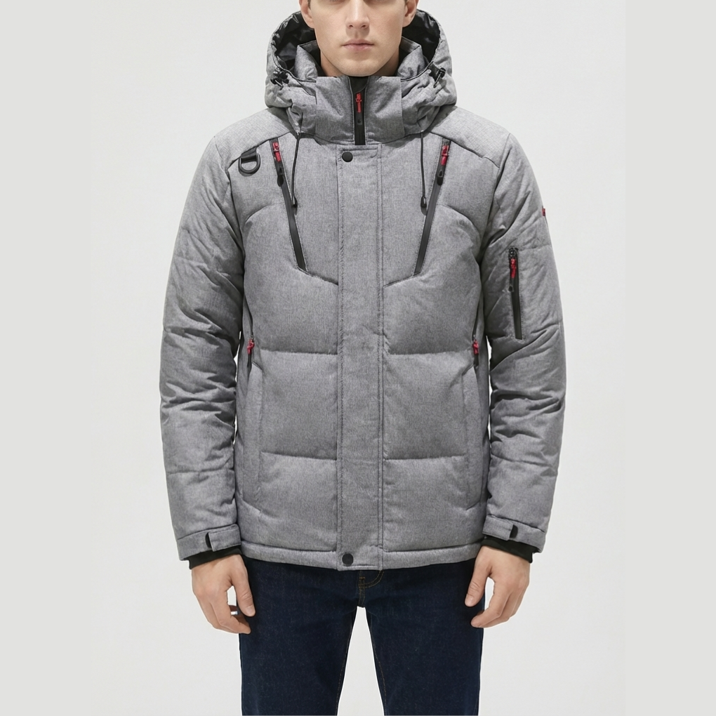 Quilted Hooded Down Jacket For Men