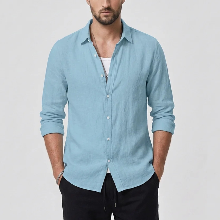 Vintage Shirt with Turn-Down Collar for Men