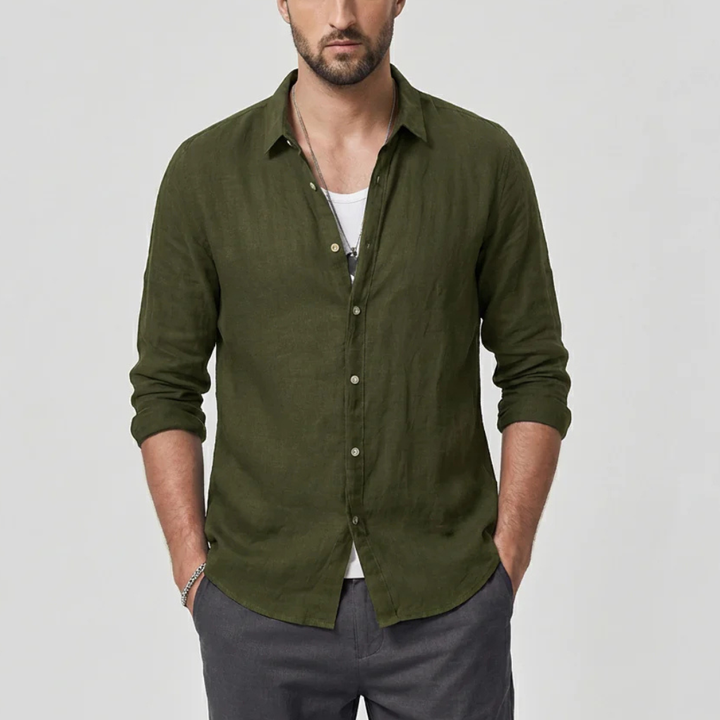 Vintage Shirt with Turn-Down Collar for Men