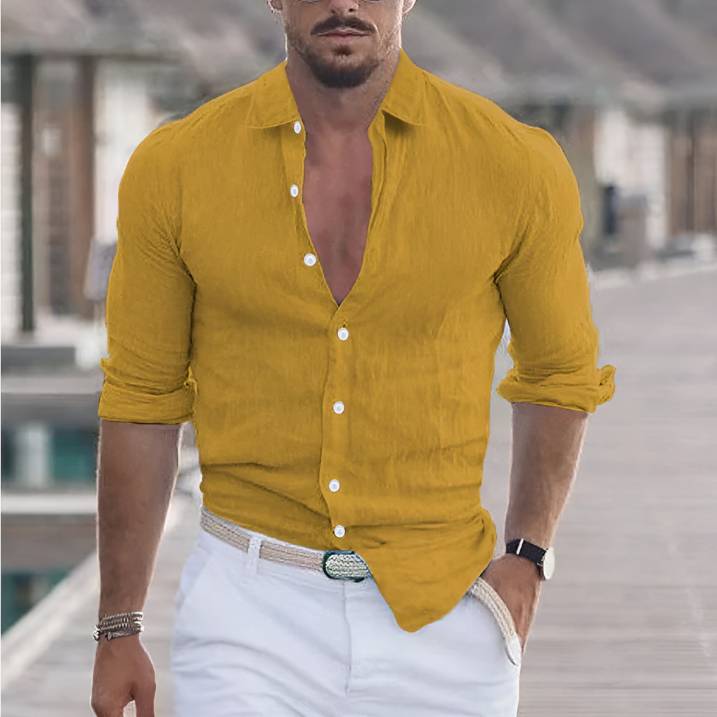 Long Sleeves with Turn-Down Collar For Men