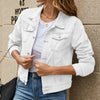 Trendy denim jacket with narrow lapels