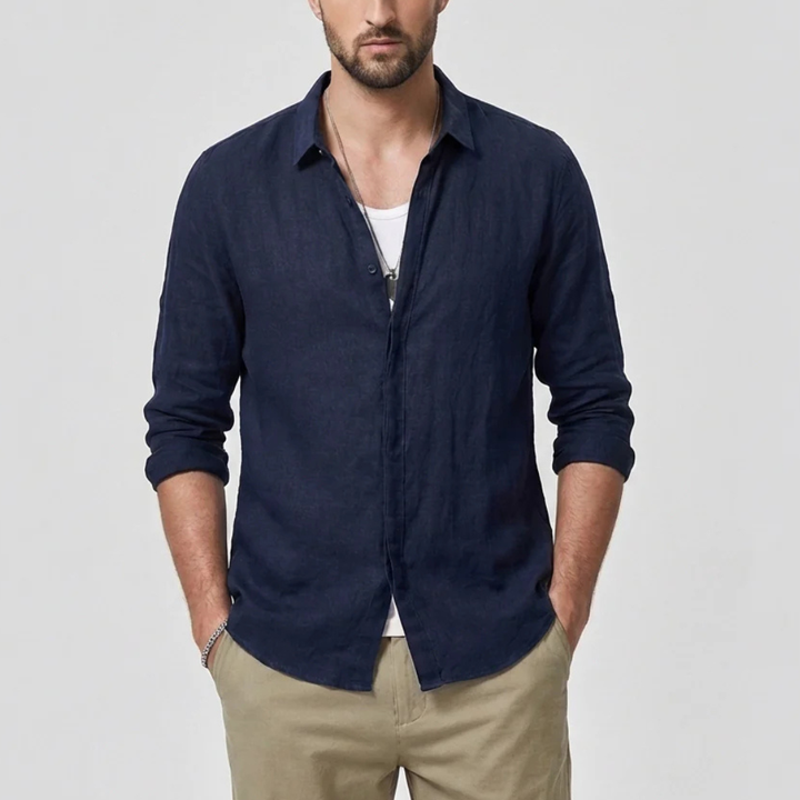 Vintage Shirt with Turn-Down Collar for Men
