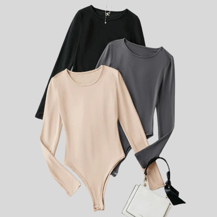 3-Pack Casual Long Sleeve Bodysuits for Women