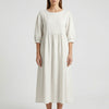 3/4 Sleeve Smocked Bodice Midi Dress