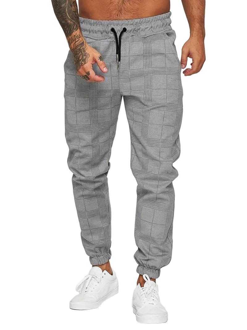 Checkered Slim Fit Joggers for Men