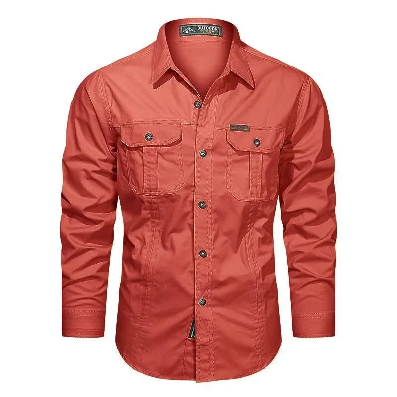 Men Utility Pocket Button-Up Shirt