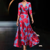 Women's Elegant Wrap Style V-Neck Midi Dress