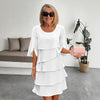 Women's Round Neck Layered Ruffle Dress