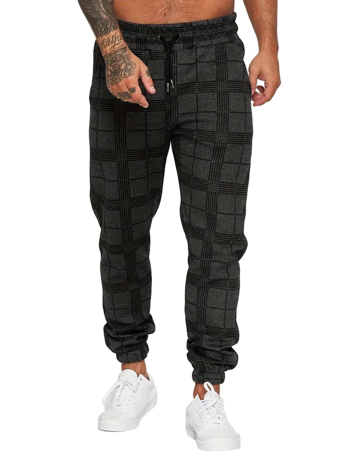 Checkered Slim Fit Joggers for Men