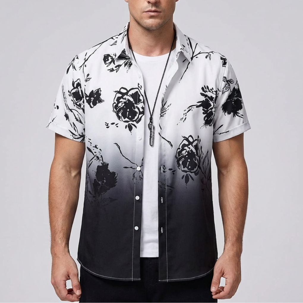 3D Flower Print Hawaiian Shirt for Men