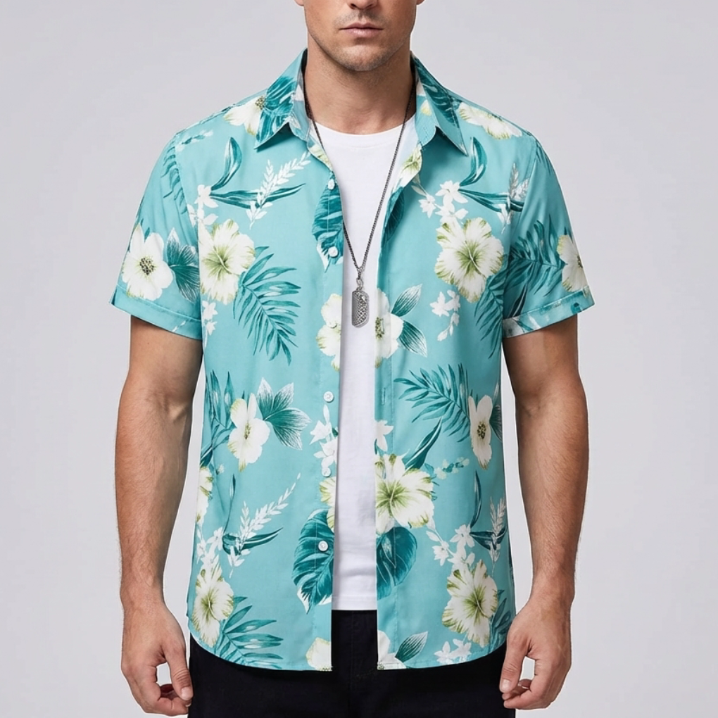 3D Flower Print Hawaiian Shirt for Men