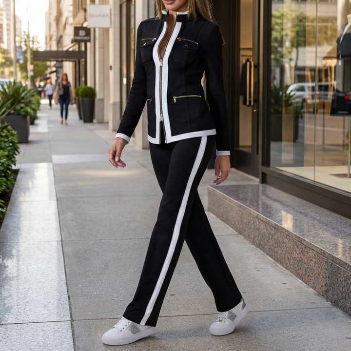 Zip-Front Jacket And Pants Set