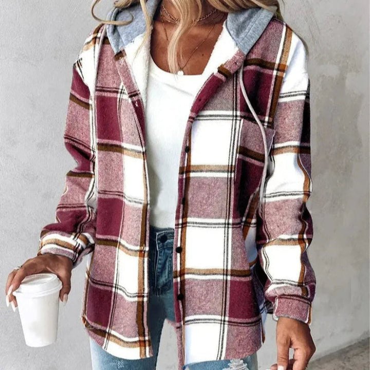Checked Hooded Jacket for Women