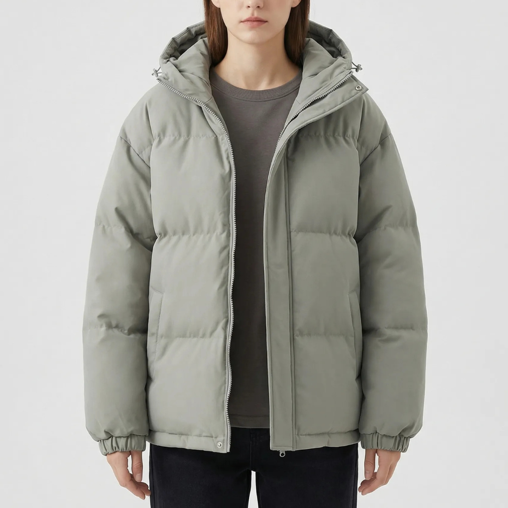 Full-Front Zipper Hooded Puffer Women's Jacket