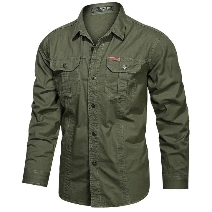 Men Utility Pocket Button-Up Shirt