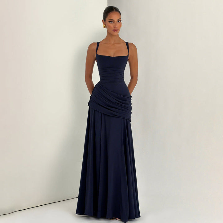 Casual Long-Sleeve Slim-Fit Minimalist Slip Long Slim-Fit Solid Color Sheath Dress