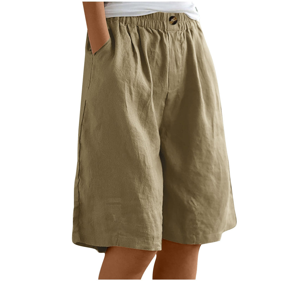 Women's Cotton And Linen Cropped Loose High Waist Shorts