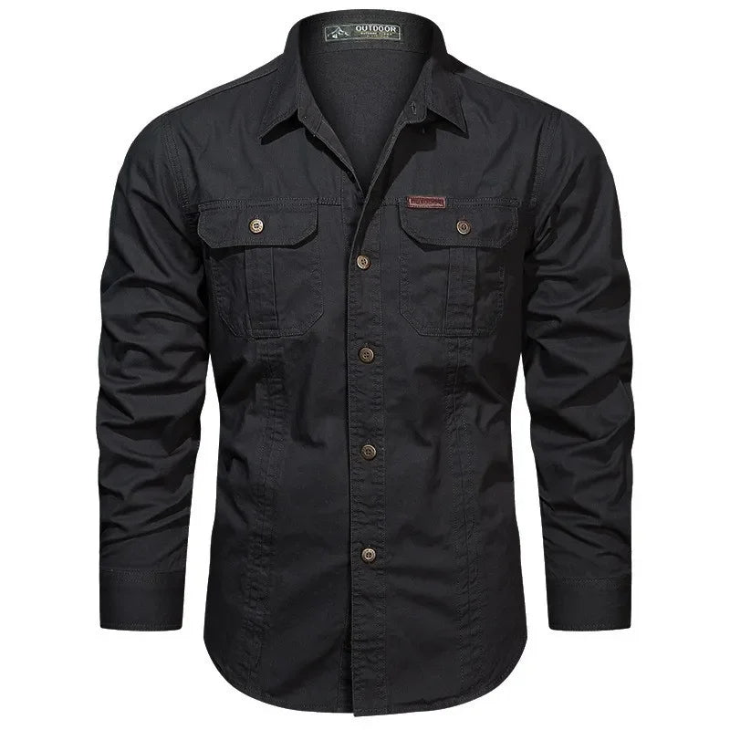 Men Utility Pocket Button-Up Shirt