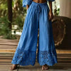 Boho Delicate Lace-Trimmed Wide-Leg Trousers