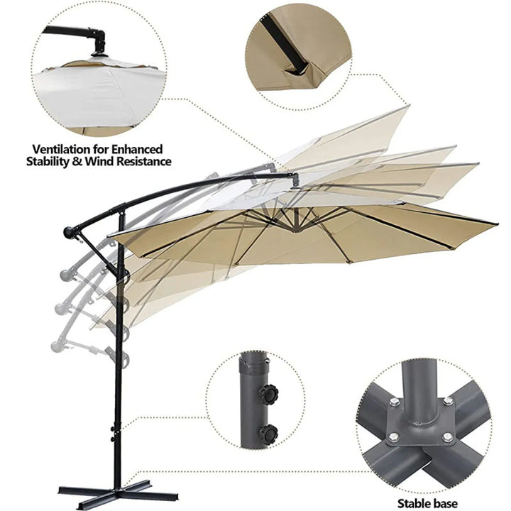 Modern Outdoor Sun Shade Parasol with Easy Crank Opening System