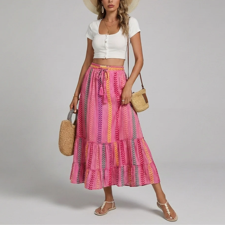 Elegant Long Floral Skirt for Women