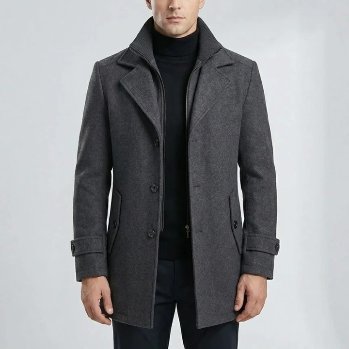 Mid-Thigh Structured Men's Overcoat
