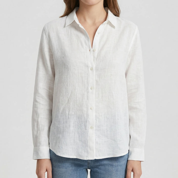 Belvara - Long Button-Down Blouse For Women