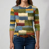 Color-Block Long Sleeve Crew-Neck Top