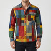 Bold Colorblock Long-Sleeve Button-Up Shirt