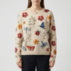 Loose-Fit 3D Floral Embroidered Sweater