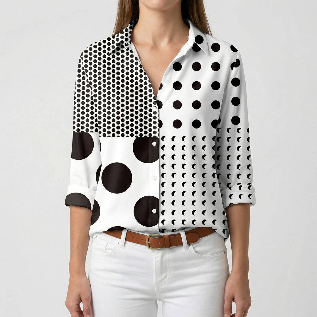 Blossenta - Long Sleeve Floral Button-Down Blouse