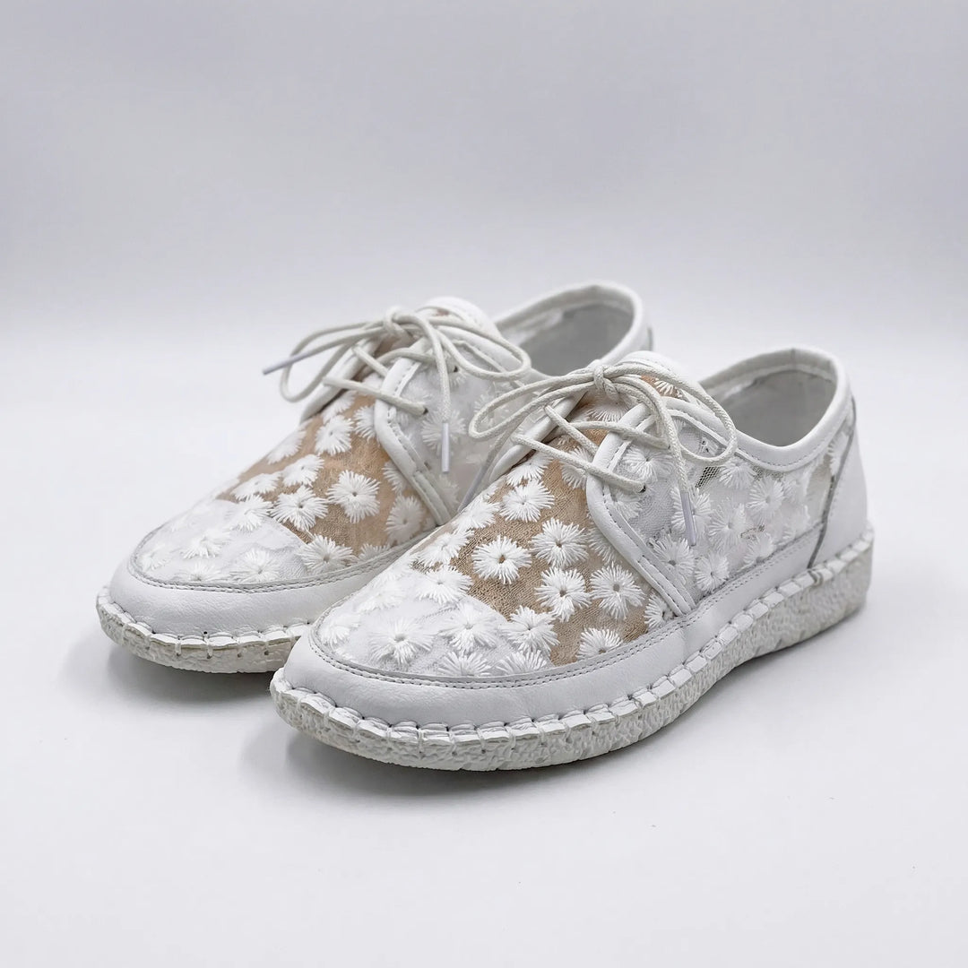 Blossomex - Embroidered Lace-Up Women's Sneaker