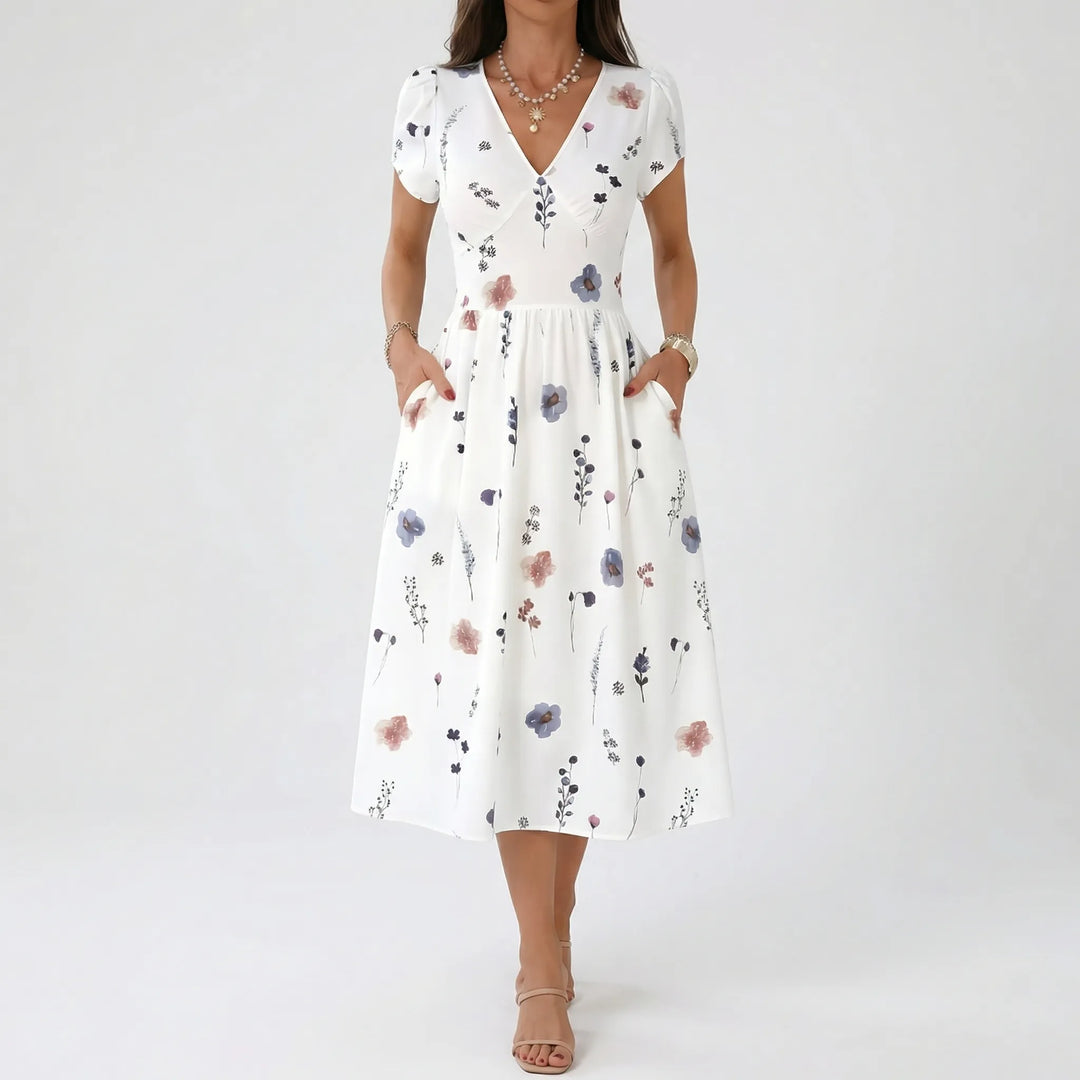 Blosswyn - Floral Print A-Line Midi Dress