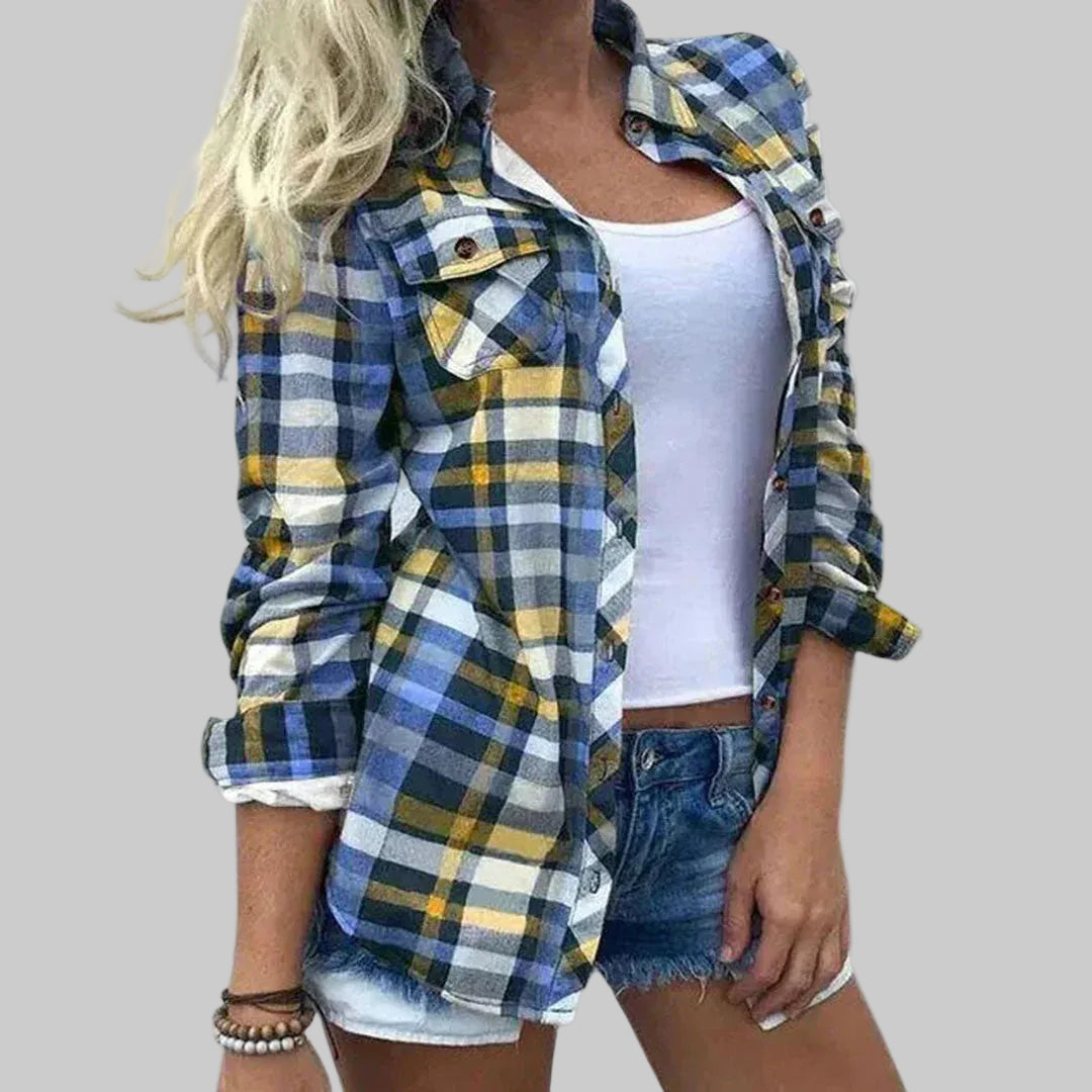 Women's Blouse with Timeless Plaid Design