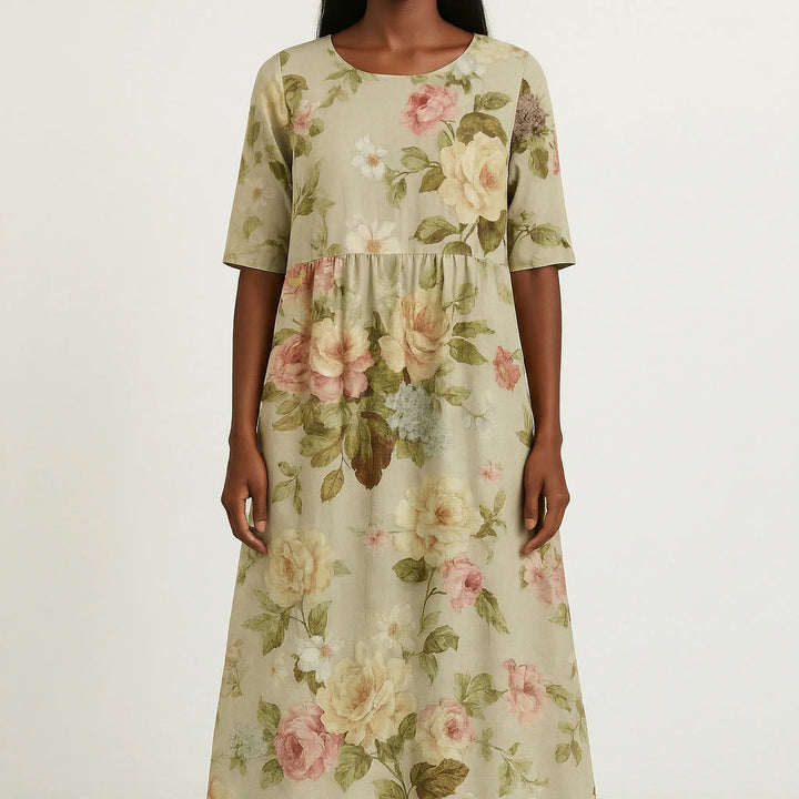 Blumidra - Floral Print Relaxed Midi Dress