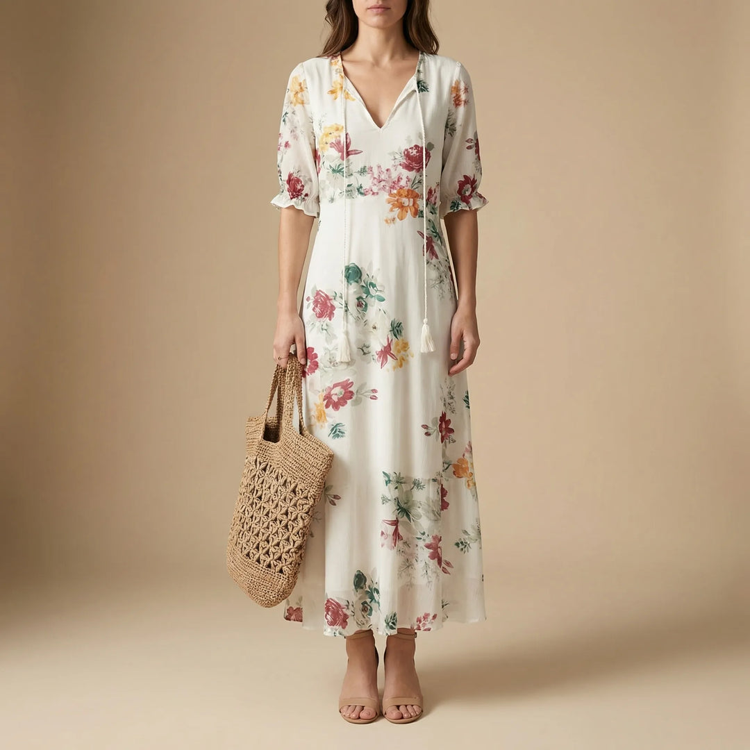 Bohvela - Floral Print Boho Maxi Dress