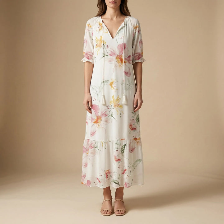 Bohvela - Floral Print Boho Maxi Dress