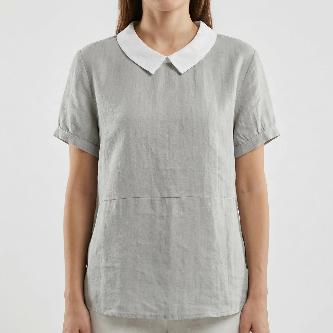 Brezali - Relaxed Fit Short Sleeve Blouse
